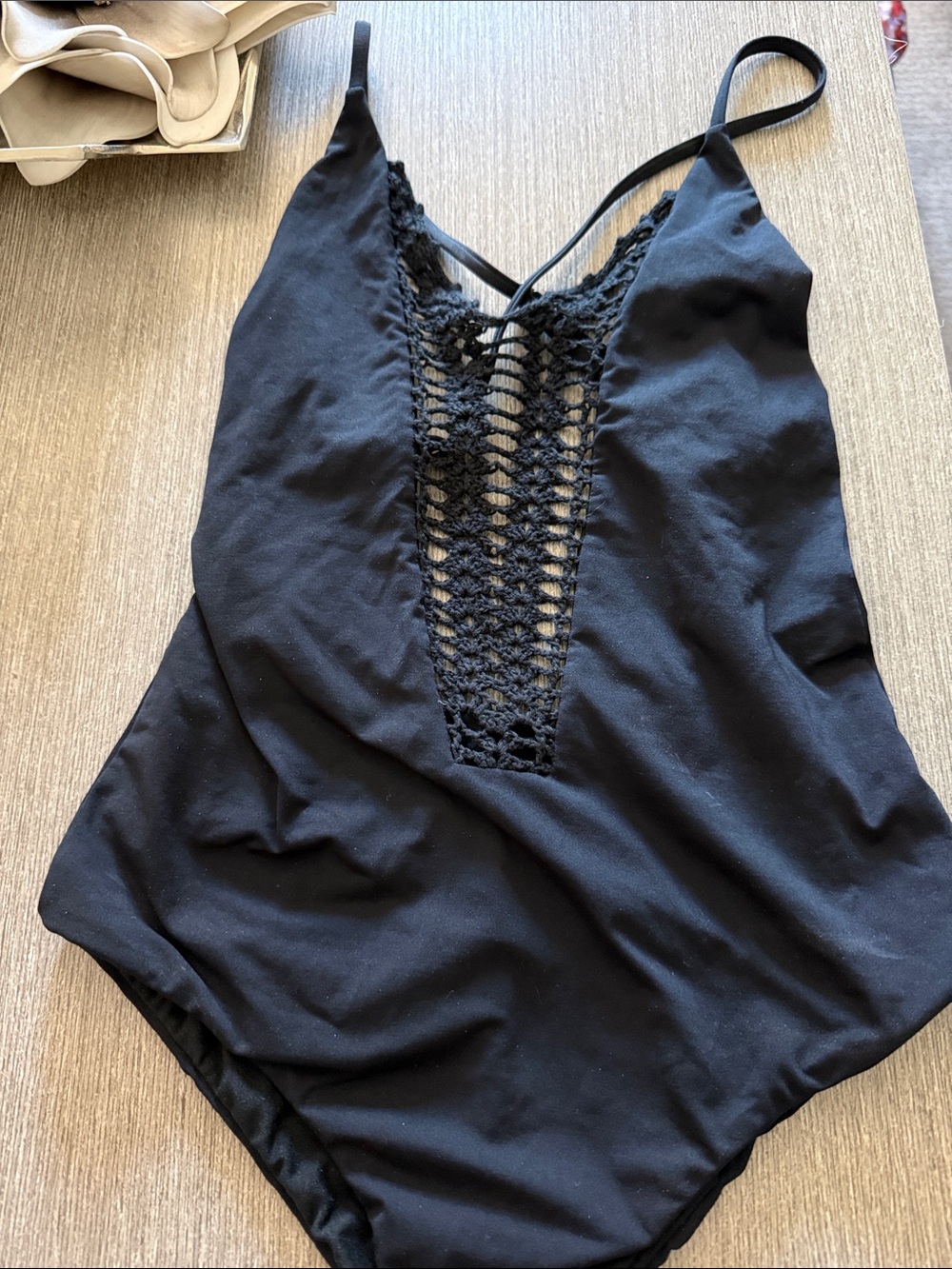 Billabong Black Crochet-Detail One-Piece Swimsuit